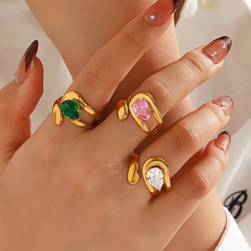 Bunter Zirkonia Verstellbarer Ring