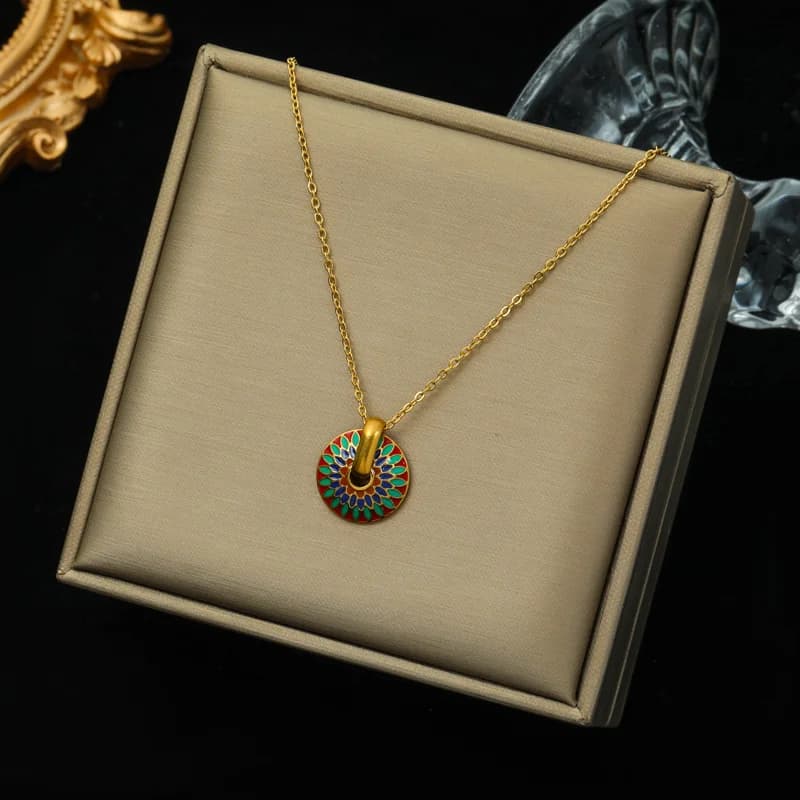 Vintage Blumen-Halsketten- und Ohrring-Set
