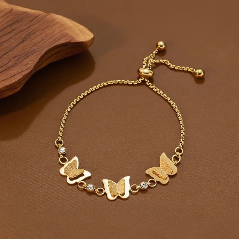 Ketten-Armband mit Zirkonia, Gold