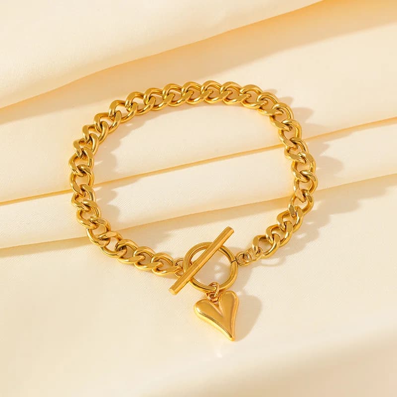 Herz-Charm Armband, 18K vergoldet