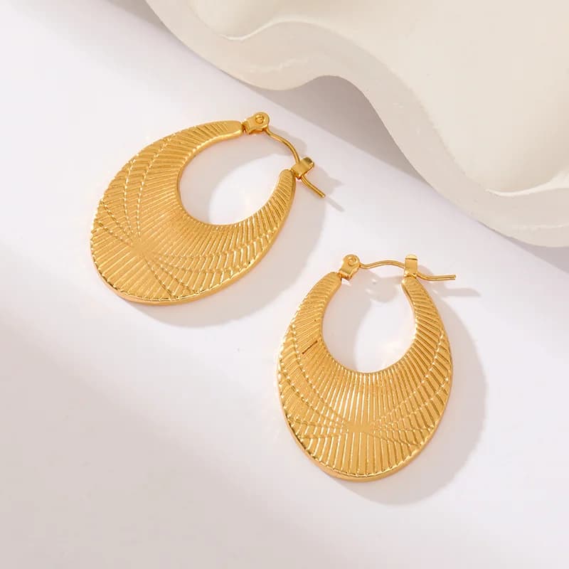 Creolen mit geriffelter Oberfläche, Gold Edelstahl