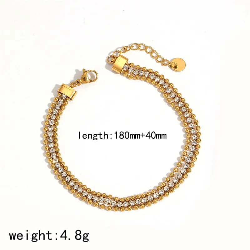 Ketten-Armband mit Zirkonia, Gold