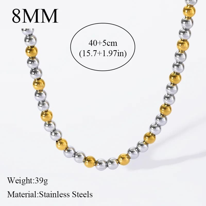 Massives Perlen-Halsketten- und Armband-Set, 2 Farben