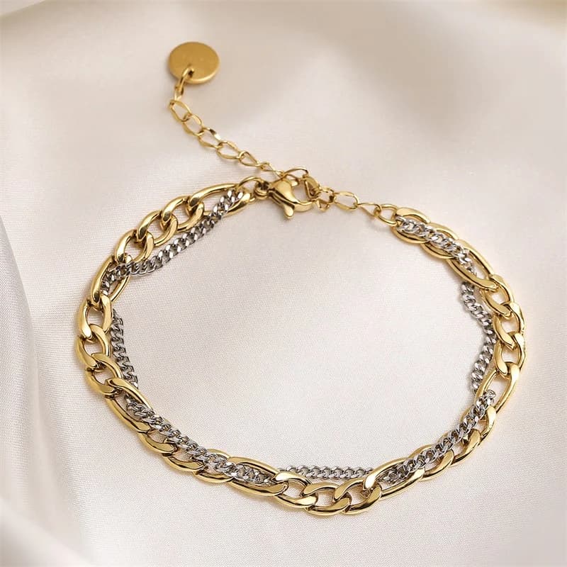 Zweifarbiges Halsketten- und Armband-Set