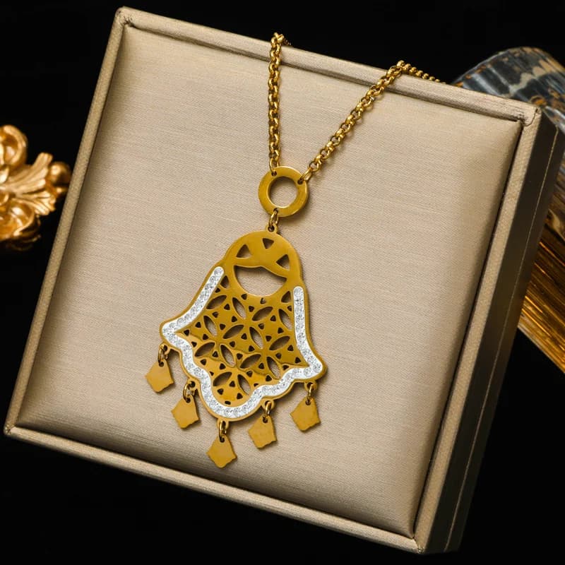 Vintage Auge Hand Charm Halskette & Ohrringe Set