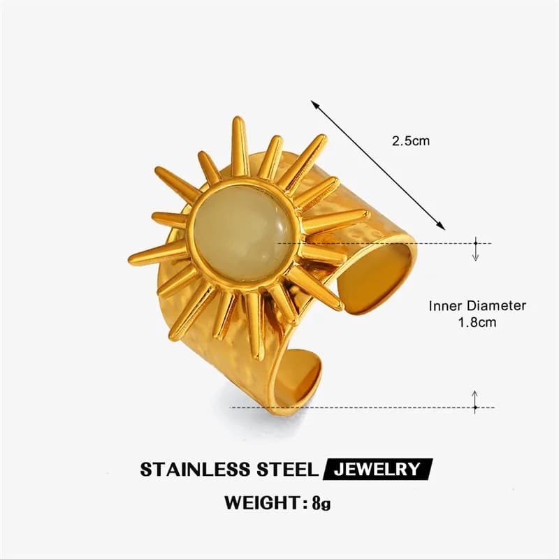 Edelstahl Vintage Ovalstein Verstellbarer Ring