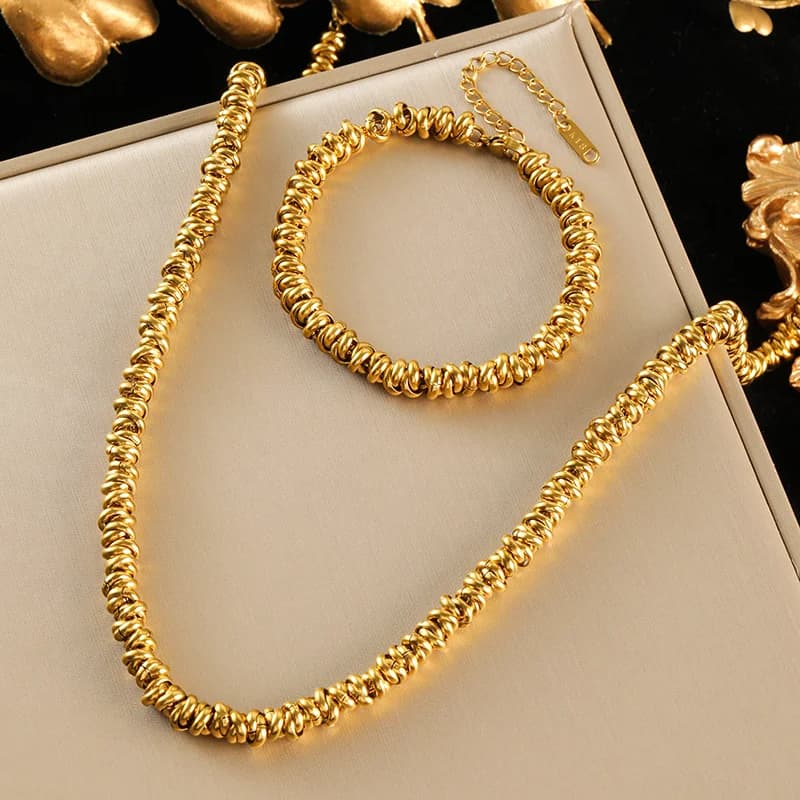 Zweifarbiges Halsketten- und Armband-Set mit Kette
