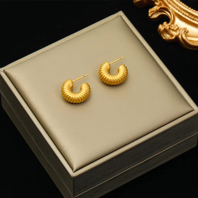 Geometrische Twist-Ohrringe, Goldfarben