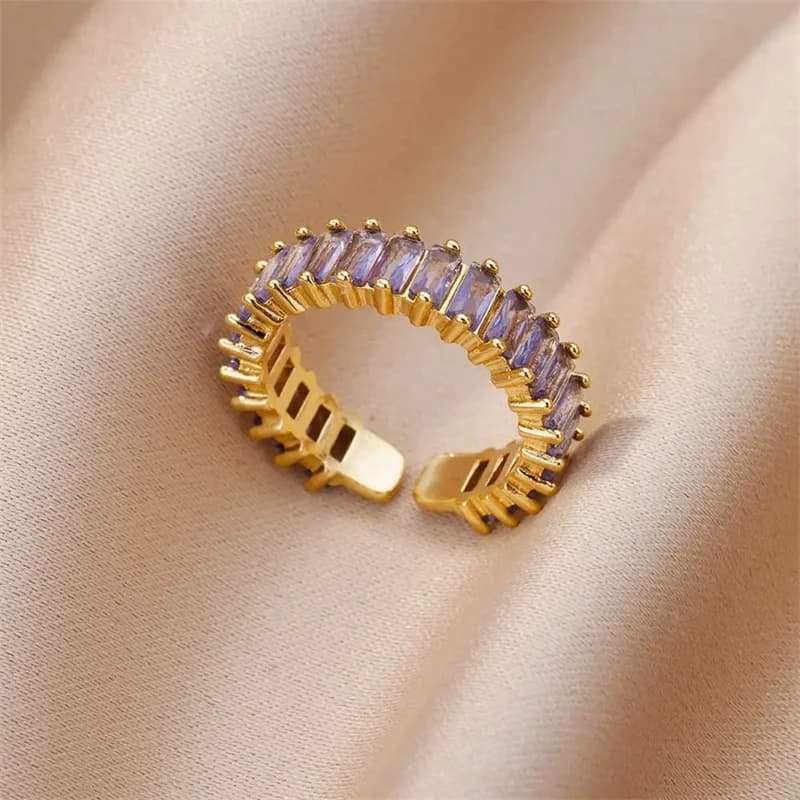 316L Edelstahl verstellbarer Ring mit Cubic Zirconia