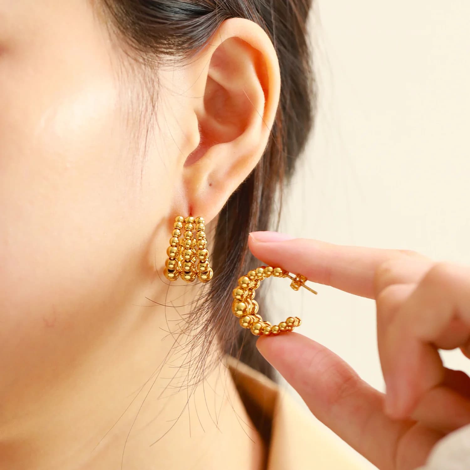 316L Edelstahl Gold C-förmige Bead-Stecker
