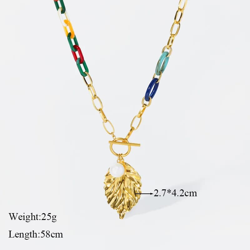 Großes Acryl-Blatt-Anhänger-Halsband