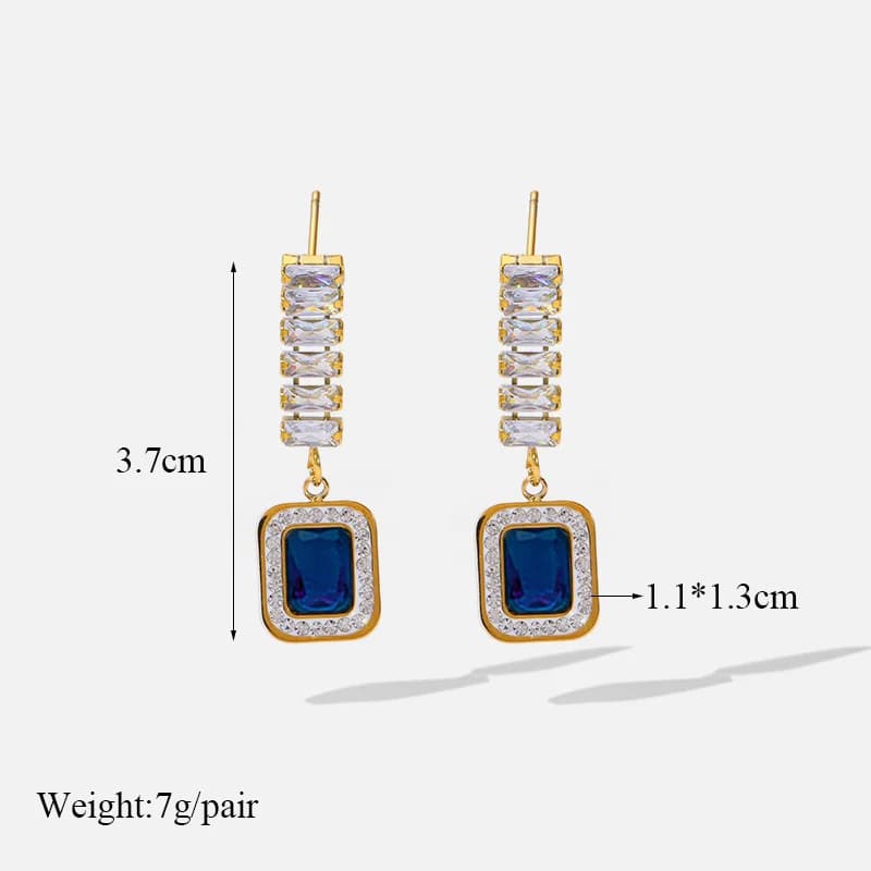 Blaue Zirkonia Schlangenkette Halskette und Ohrringe Set