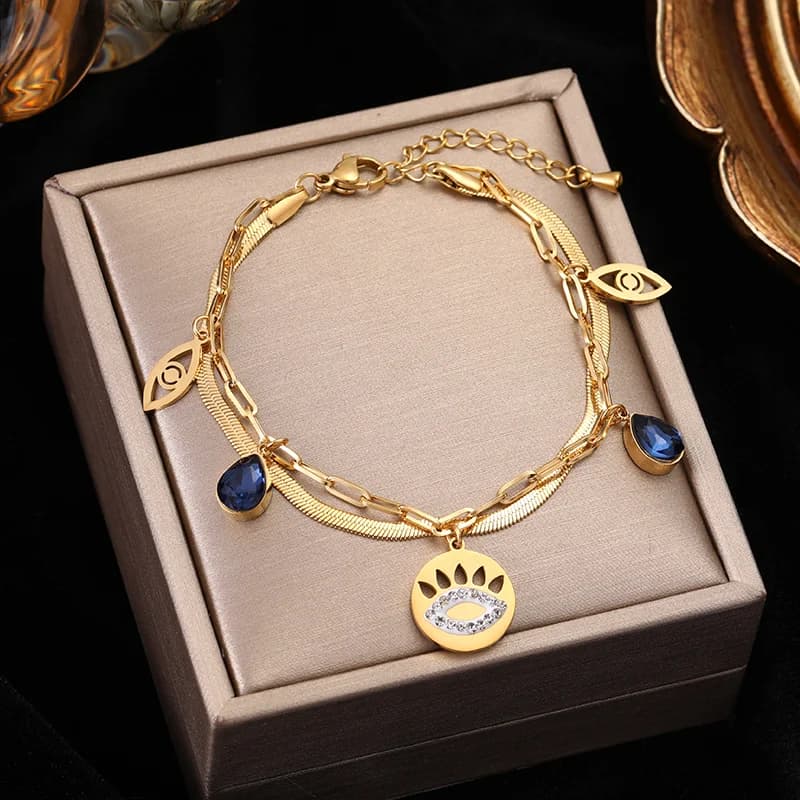 316L Edelstahl Armband mit doppelter Schicht und Zirkonia