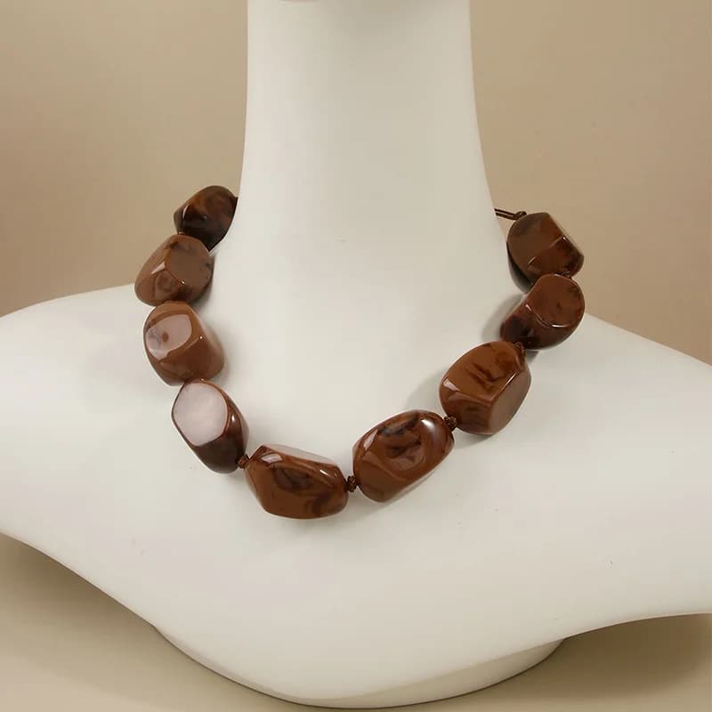 Braunes Harz Boho-Choker-Halsband