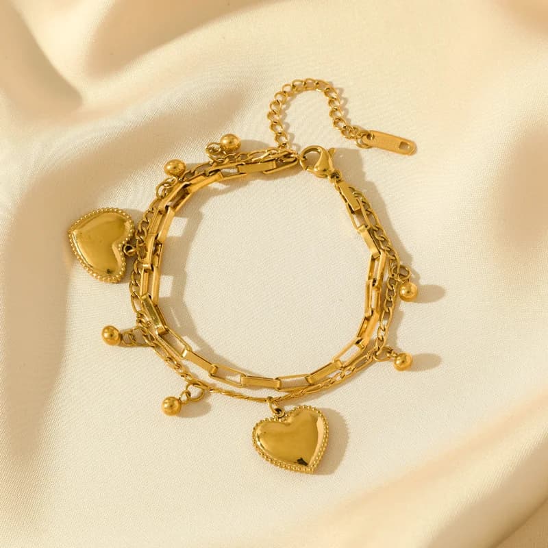 Goldene Sonne-Mond-Seestern Charm-Armband