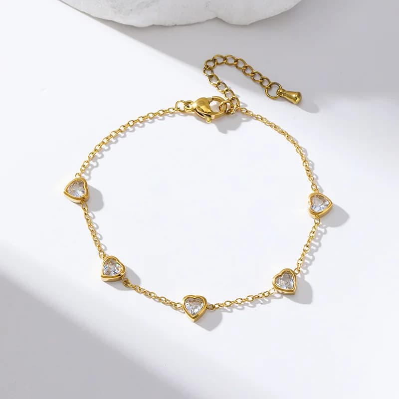 Blütenblatt-Charm-Armband, Goldfarbe