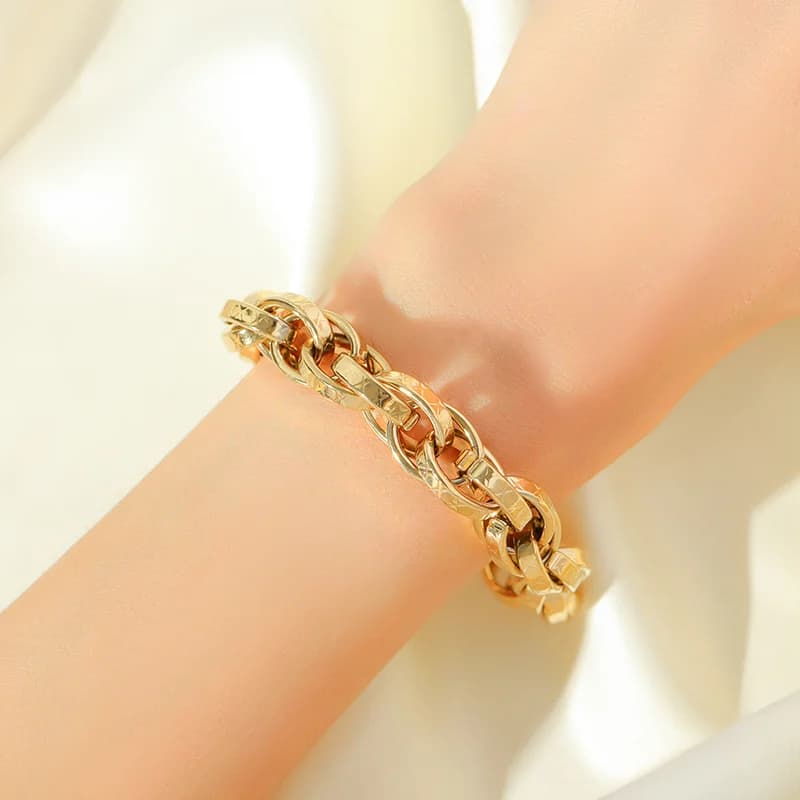 316L Edelstahl Armband vergoldet, dicke Cuban-Kette