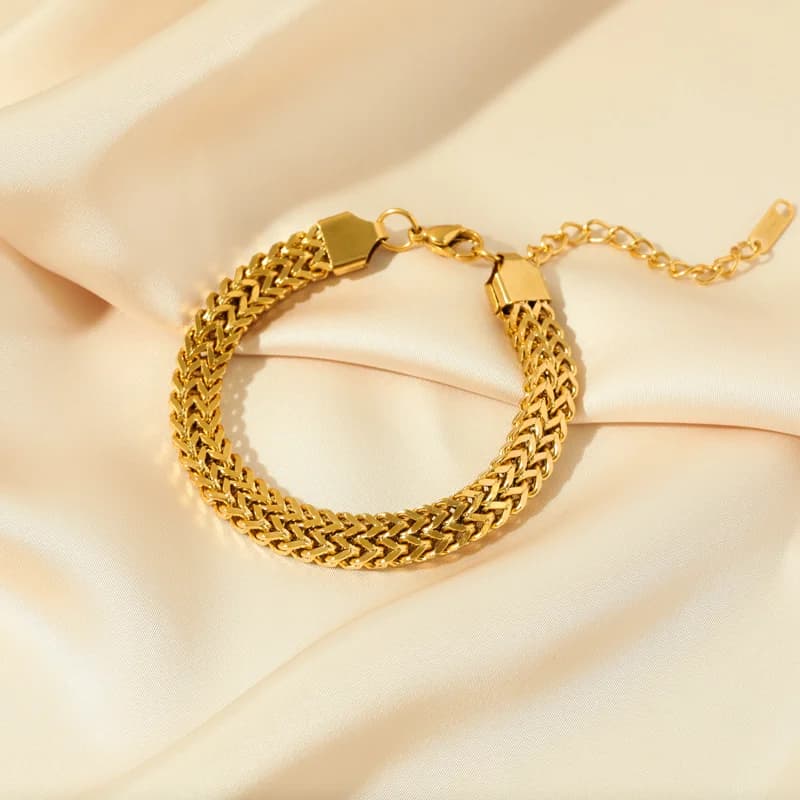 Goldfarbener Thick Chain Choker und Armband Set