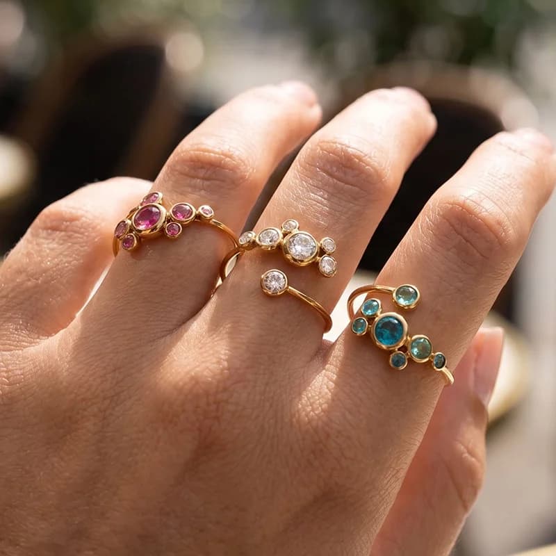 Bunter Zirkonia-Verstellbarer Ring