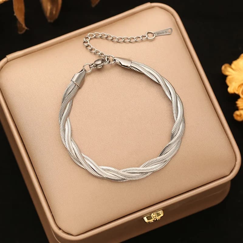 Edelstahl-Armband mit dreifach gekreuzter Kette