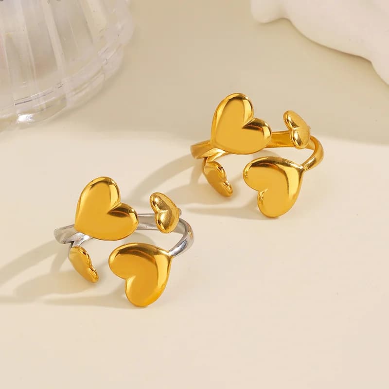 Verstellbarer Herz-Ring aus 316L Edelstahl