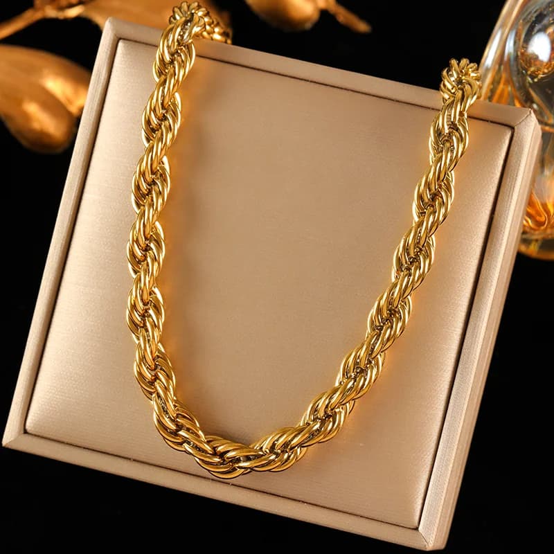 8 mm dickes Twist-Ketten-Halsketten- und Armband-Set