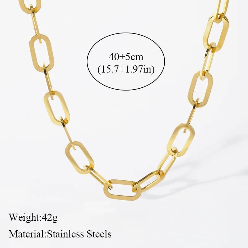 Edelstahl-Halskette mit dicker Gold-Gliederkette