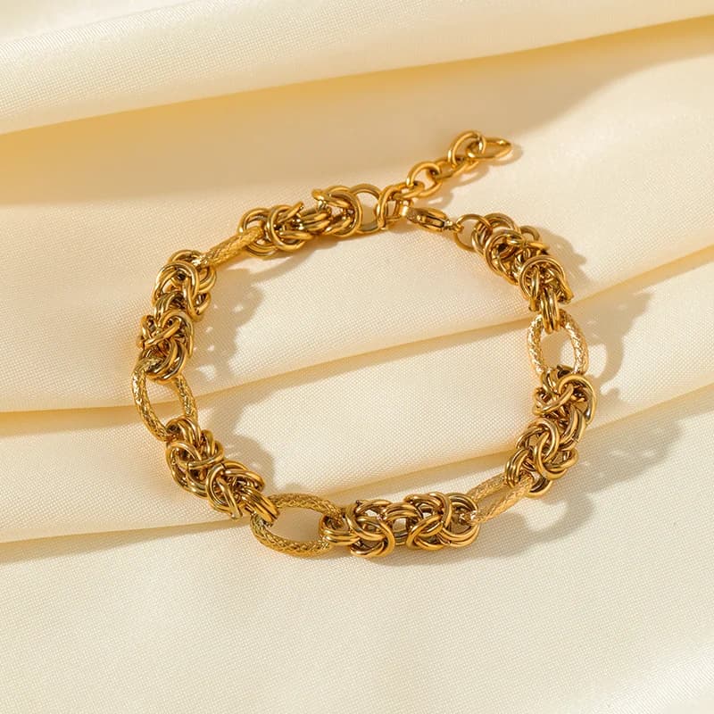 Armband aus Edelstahl, Goldfarben, dick, Hip-Hop-Stil