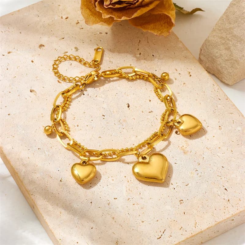 316L Edelstahl Gold Sternfisch Perlchen Charm-Armband