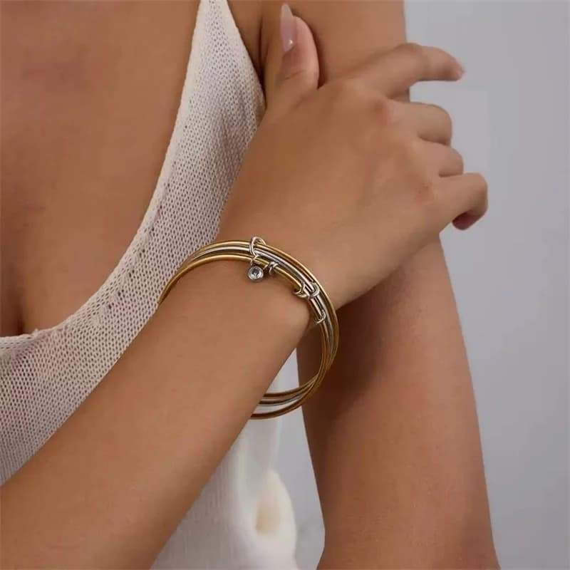 316L Edelstahl Mehrschichtiges Zirkonia-Stapel-Armband