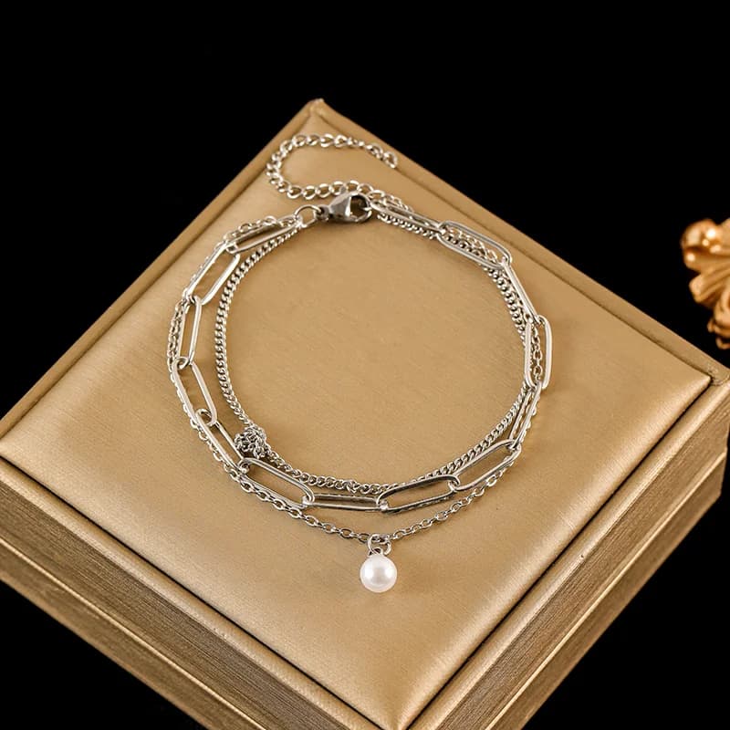 Silberfarbenes Charm-Armband für Damen