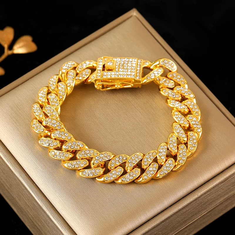 Dickes Cuban-Link Halsketten- und Armband-Set, Silber