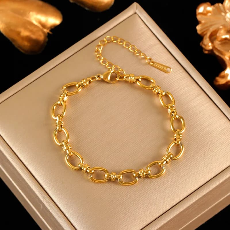 Handgefertigtes Set aus Metall-Halskette und Armband