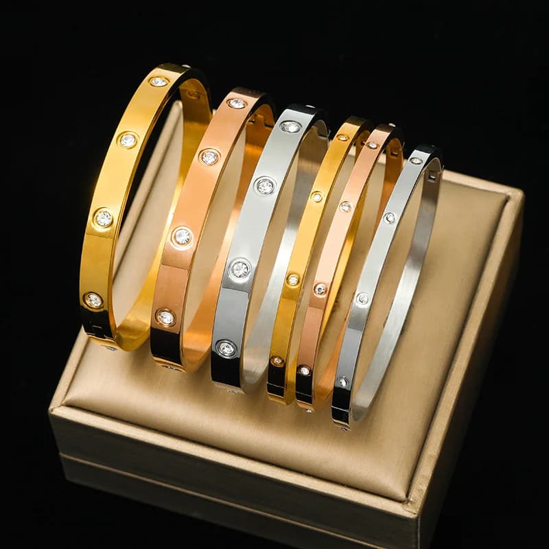 3-Farbige Zirkonia-Bangles-Armband