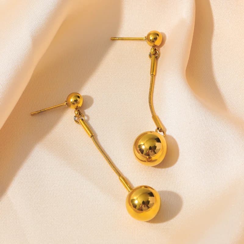 Kugel-Anhänger Halskette und Ohrringe Set, Gold