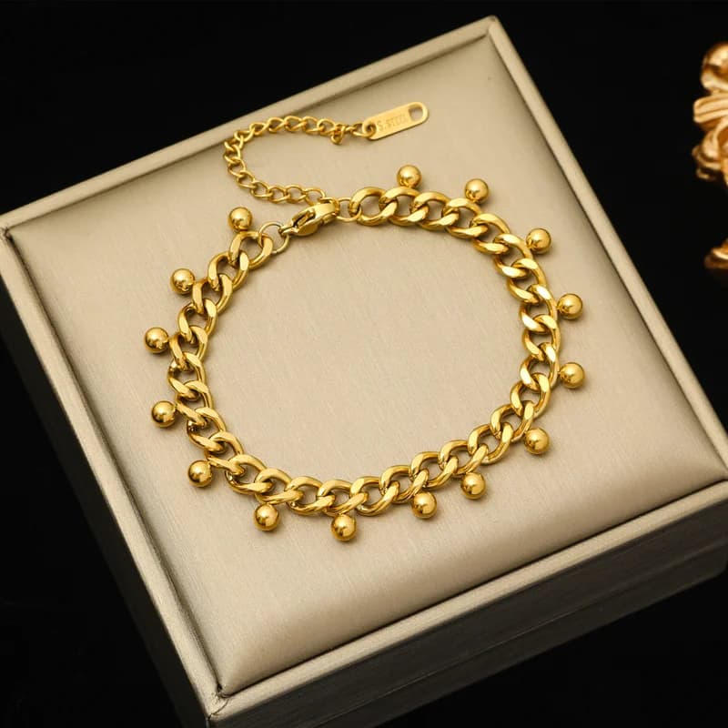 Geometrische dicke Ketten-Armband, Vergoldet