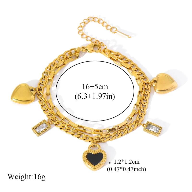 Wendbares Herz-Charm-Armband, vergoldet