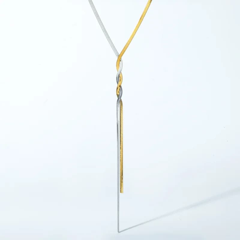 Kreuzende Langkette Halskette, Gold und Silber