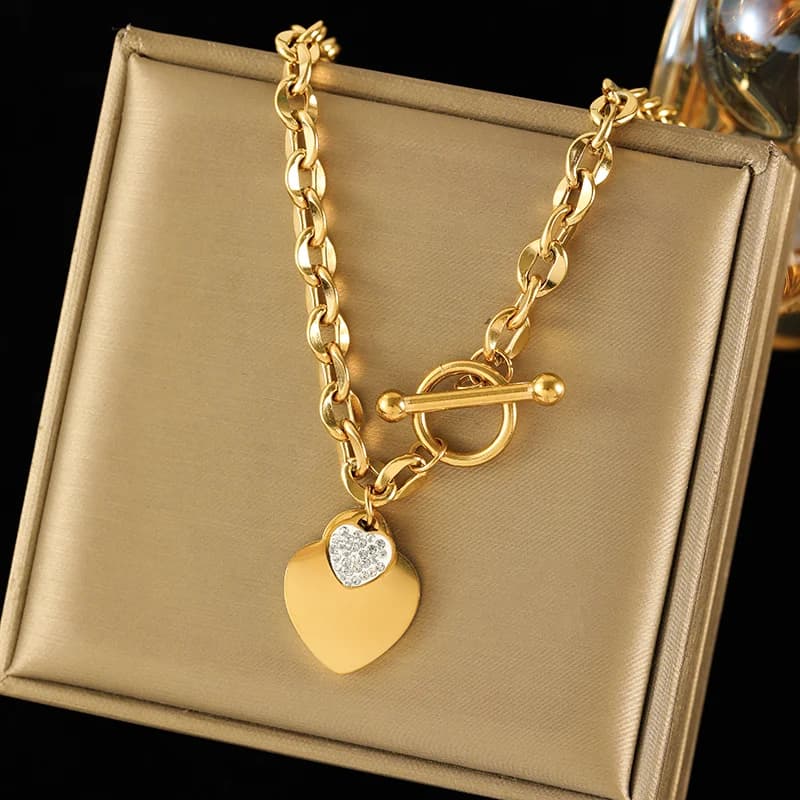 Halsketten- und Armband-Set mit Doppelherz, Silber