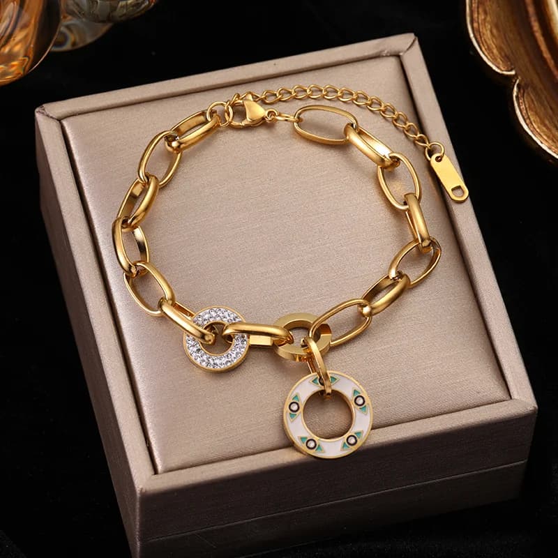 Dickes geometrisches Kettenarmband, Gold Edelstahl