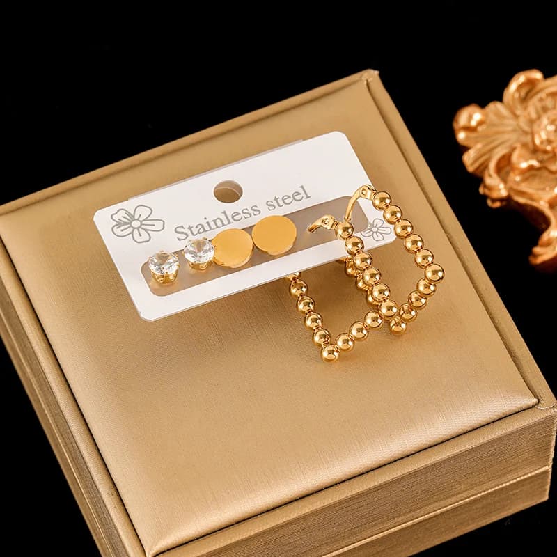 Edelstahl-Ohrring-Set, vergoldet
