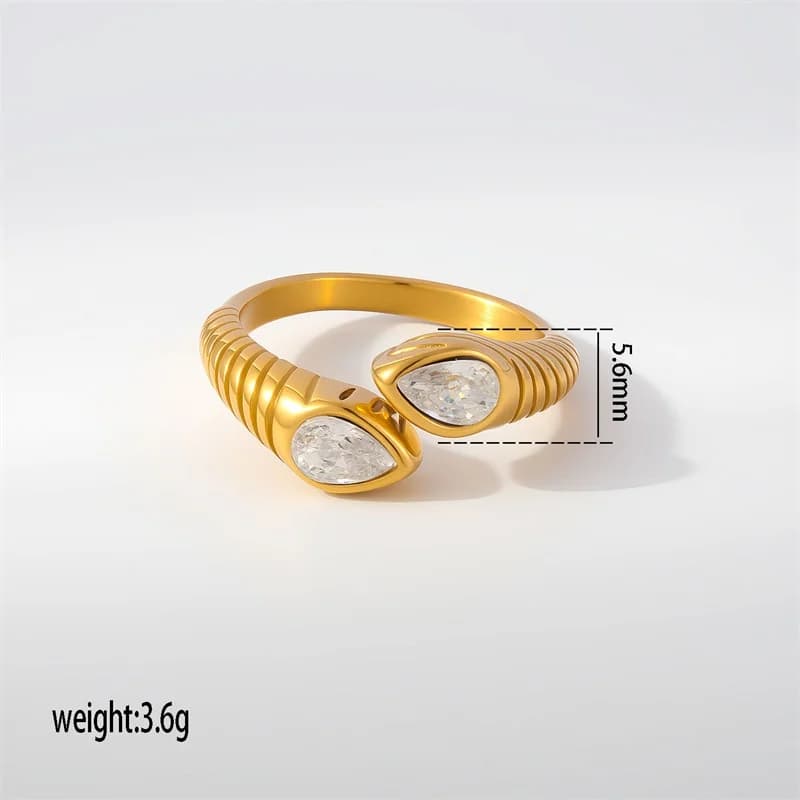 Verstellbarer Ring mit Zirkonia-Herz und Perle