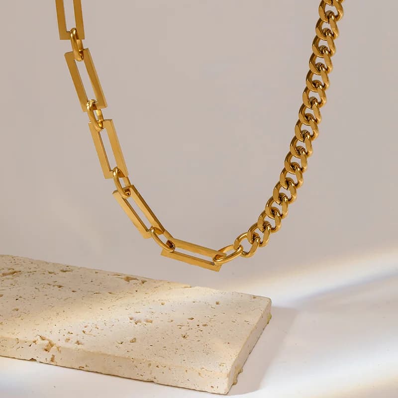 Große Gliederkette Halskette, Goldfarben