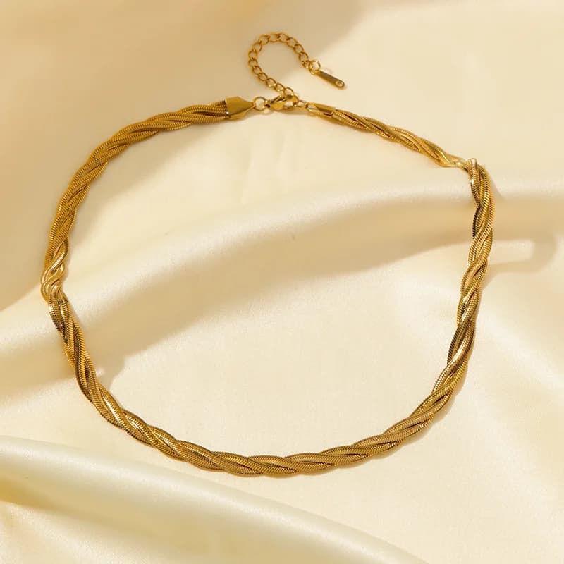 Kettenarmband- und Halsketten-Set mit Kreuzgeflecht
