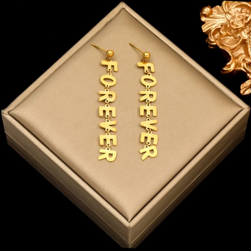 Goldene lange hängende Ohrringe aus Edelstahl