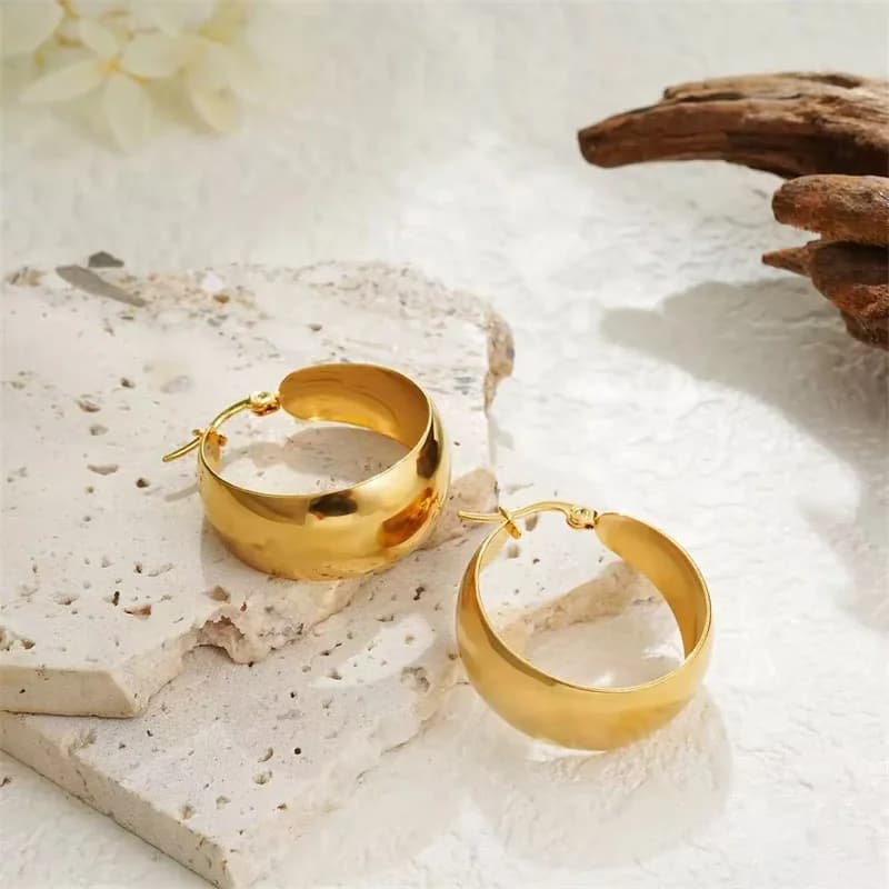 Runde Creolen aus Edelstahl, Goldfarben