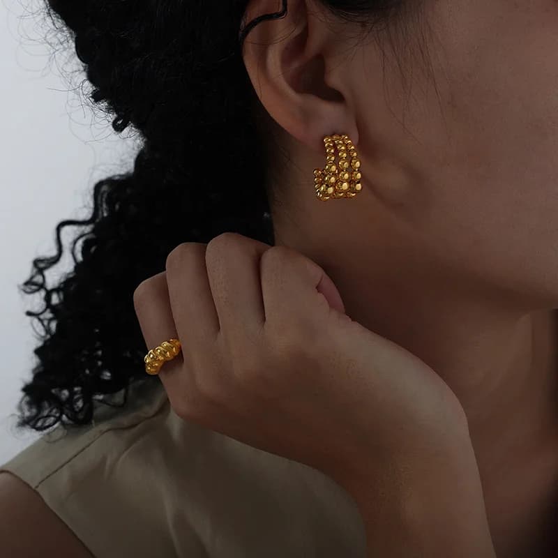 316L Edelstahl Gold C-förmige Bead-Stecker