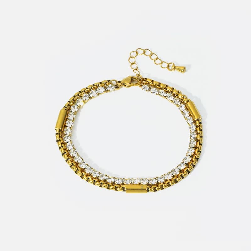 316L Edelstahl Armband mit doppelter Schicht und Zirkonia