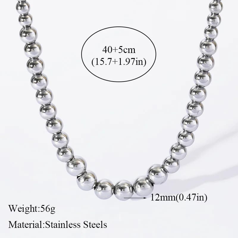 Gold & Silber Massive Perlen Halskette Armband Set
