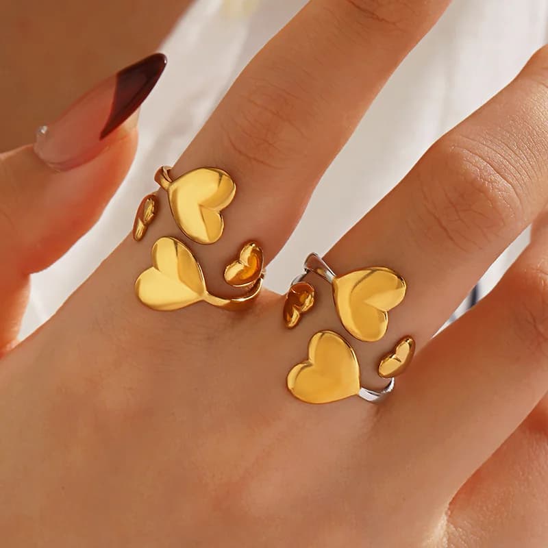 Verstellbarer Herz-Ring aus 316L Edelstahl